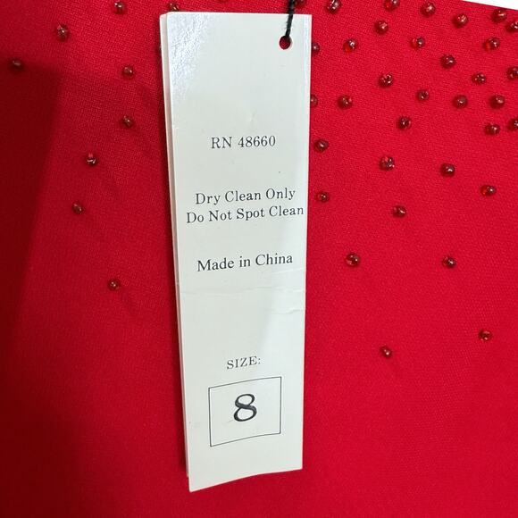 Vintage Crimmins For Umi Collections Size 8 Formal Beaded Dress Red Sweetheart - Picture 8 of 16